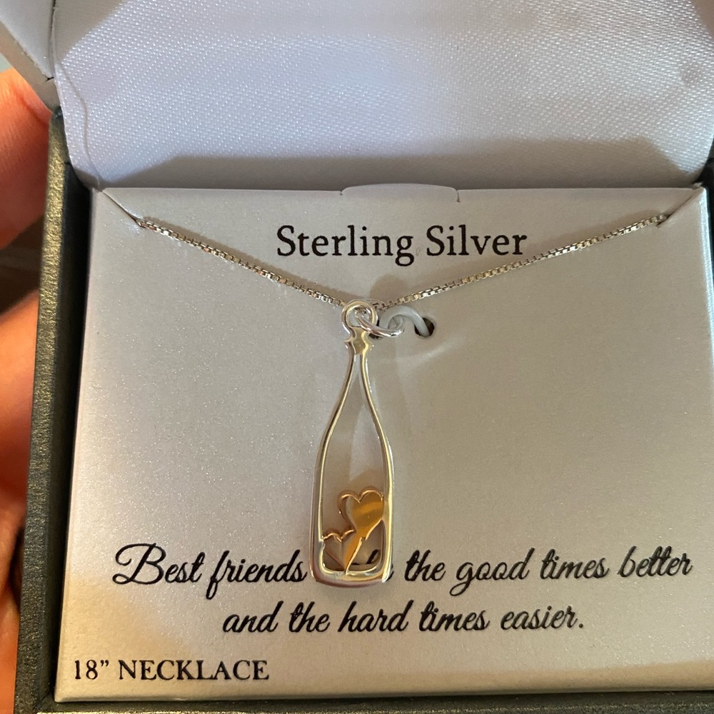 Best friend wine bottle necklace